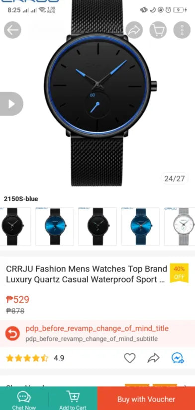 (KABH14)CRRJU Watch Black & Blue