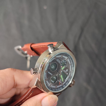 (O6FKC3)Golden Hour 103 Quartz Watch 30m Waterproof Battery Box