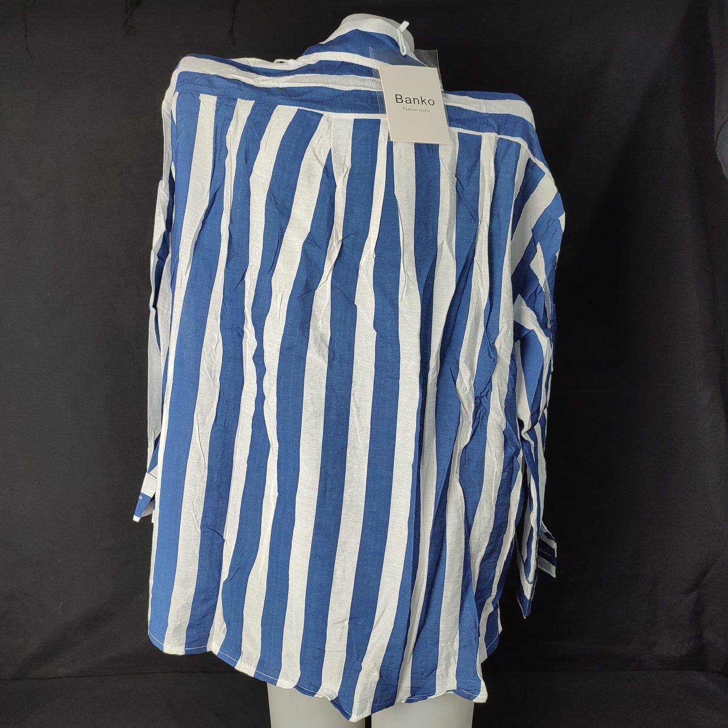 (PF7OSJ)Blue Striped Long Sleeve Shirt - Size: 160/84A