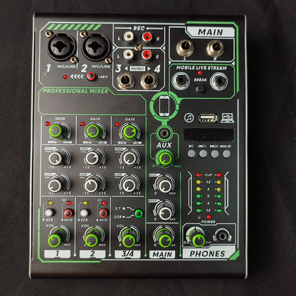 PL4 Professional 4-Channel Mixing Console Aux Paths Plus Effects Processor