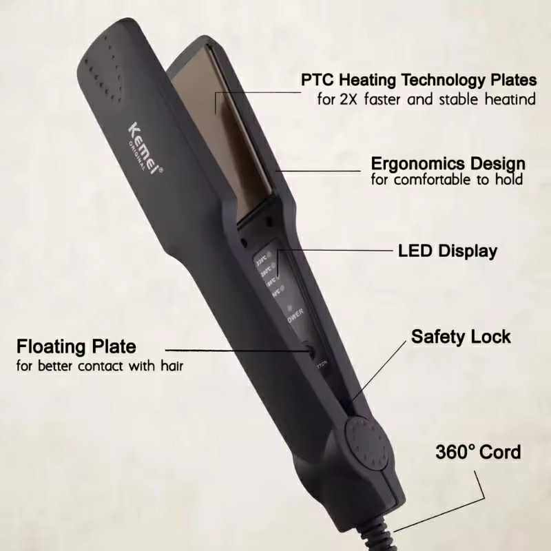 [A1-152] Kemei Professional Hair Straightener KM-329