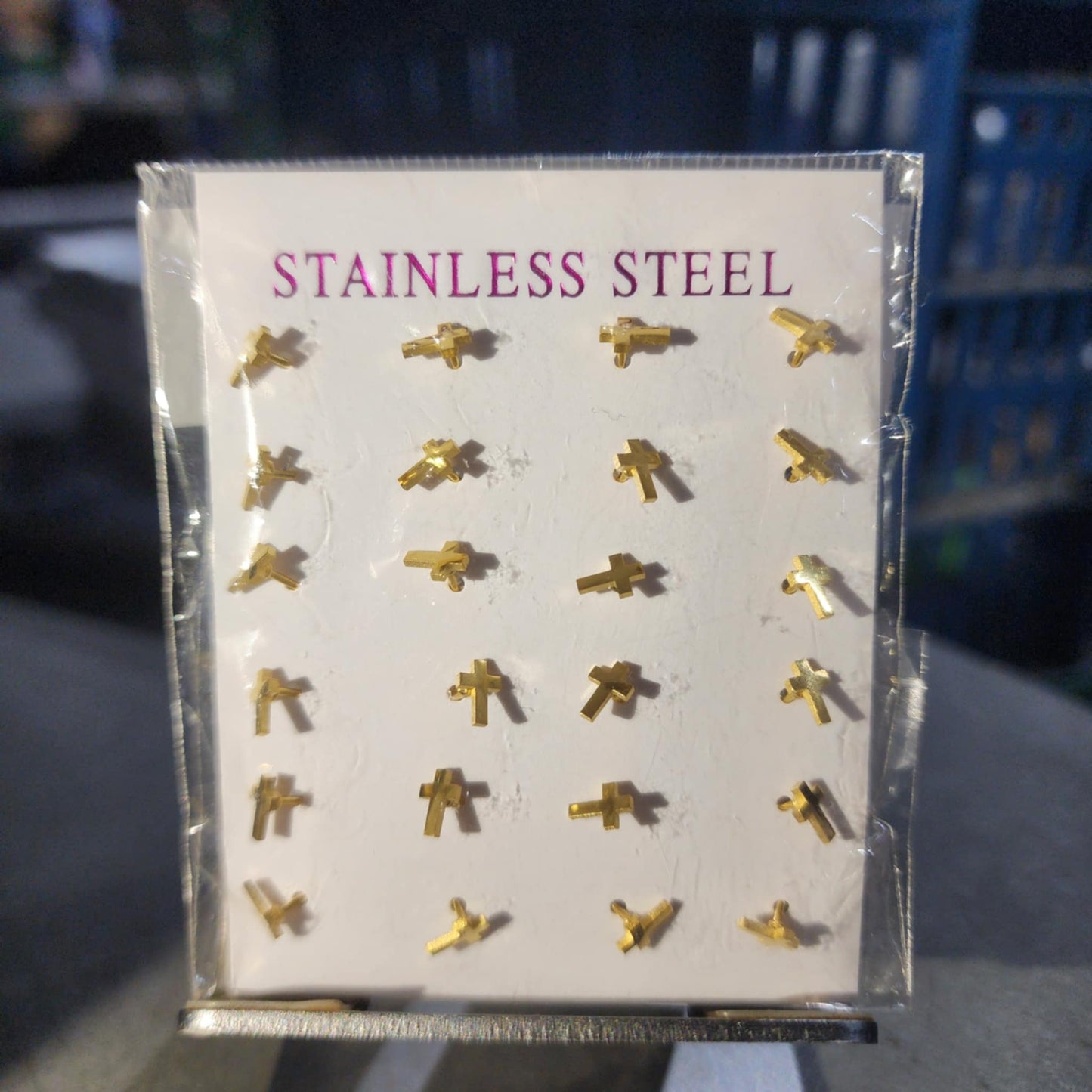 12 Pairs Gold Stainless Steel Earrings