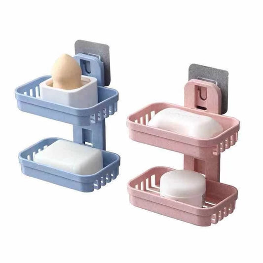 Wall-mounted Bathroom Soap Holder with Drainer 2-layers
