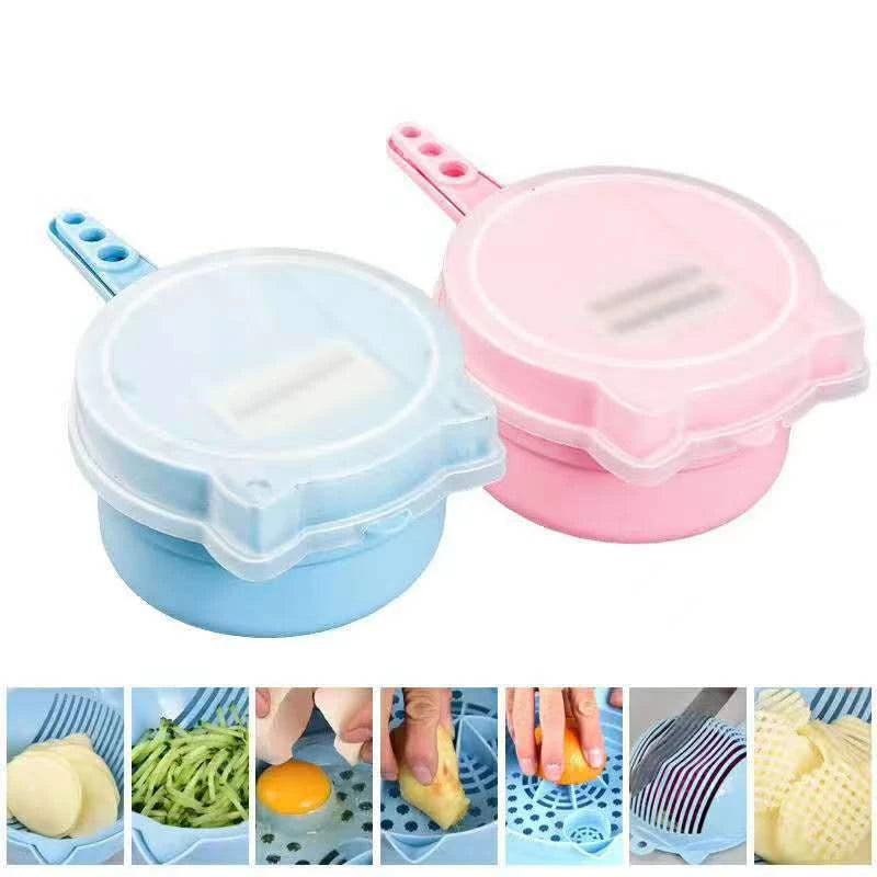 9in1 Multifunction Detachable Draining Basket Vegetable Cutter Set