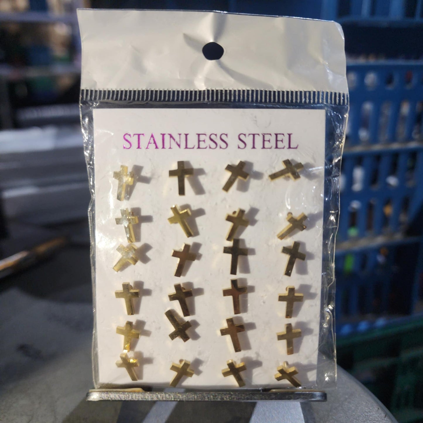 12 Pairs Gold Stainless Steel Earrings