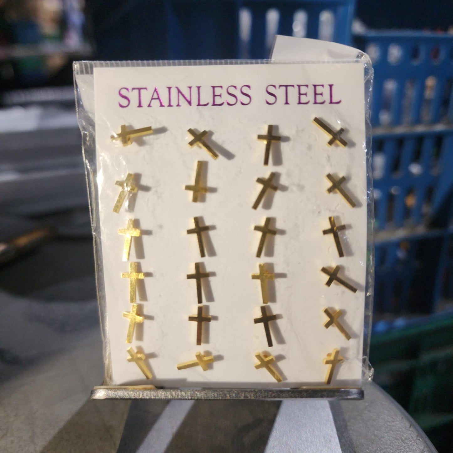 12 Pairs Gold Stainless Steel Earrings