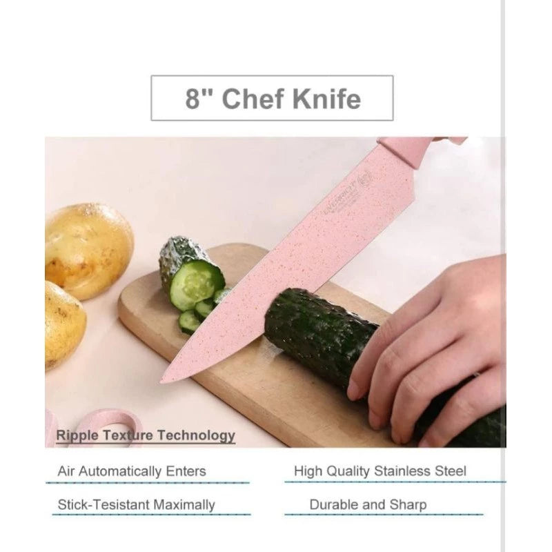 Evrywealth Corrugated Kitchen Knife Pastel Color ER-0278 (6pcs Set)