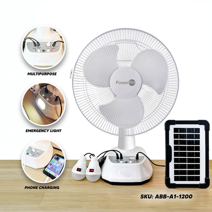 [A1-1200] GD-8019A GD Times 12 inches Solar Electric Fan