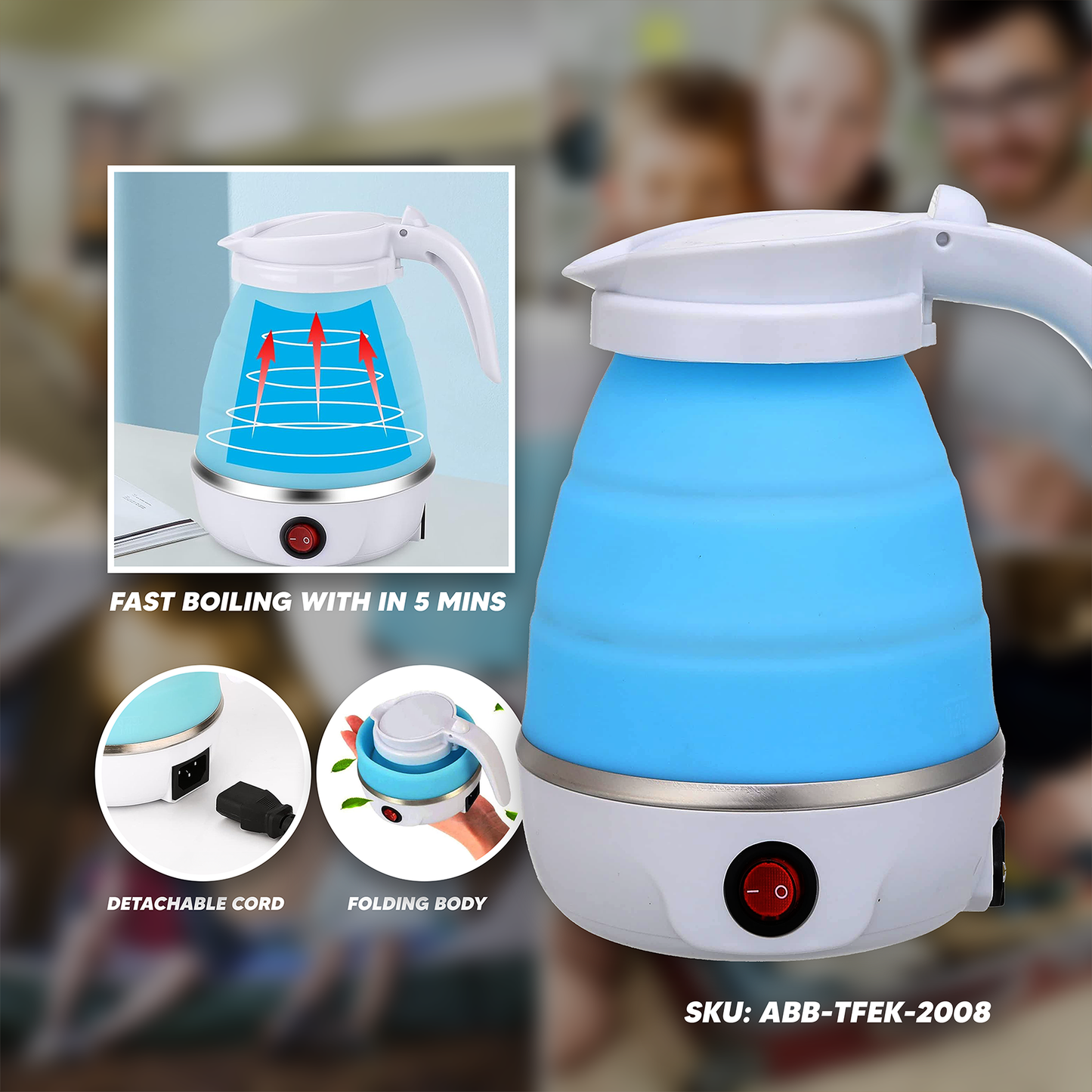 [A1-1023] YS-2008 Travel Folding Electric Kettle - 600ml