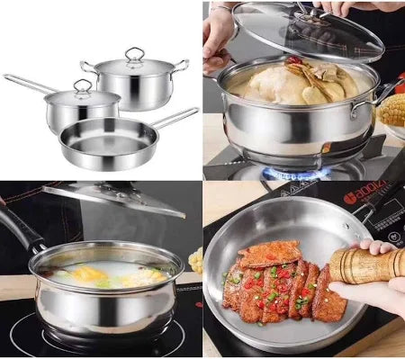 [ZH796] Kitchen Experts 3 pcs Stainless Steel Caserole Set