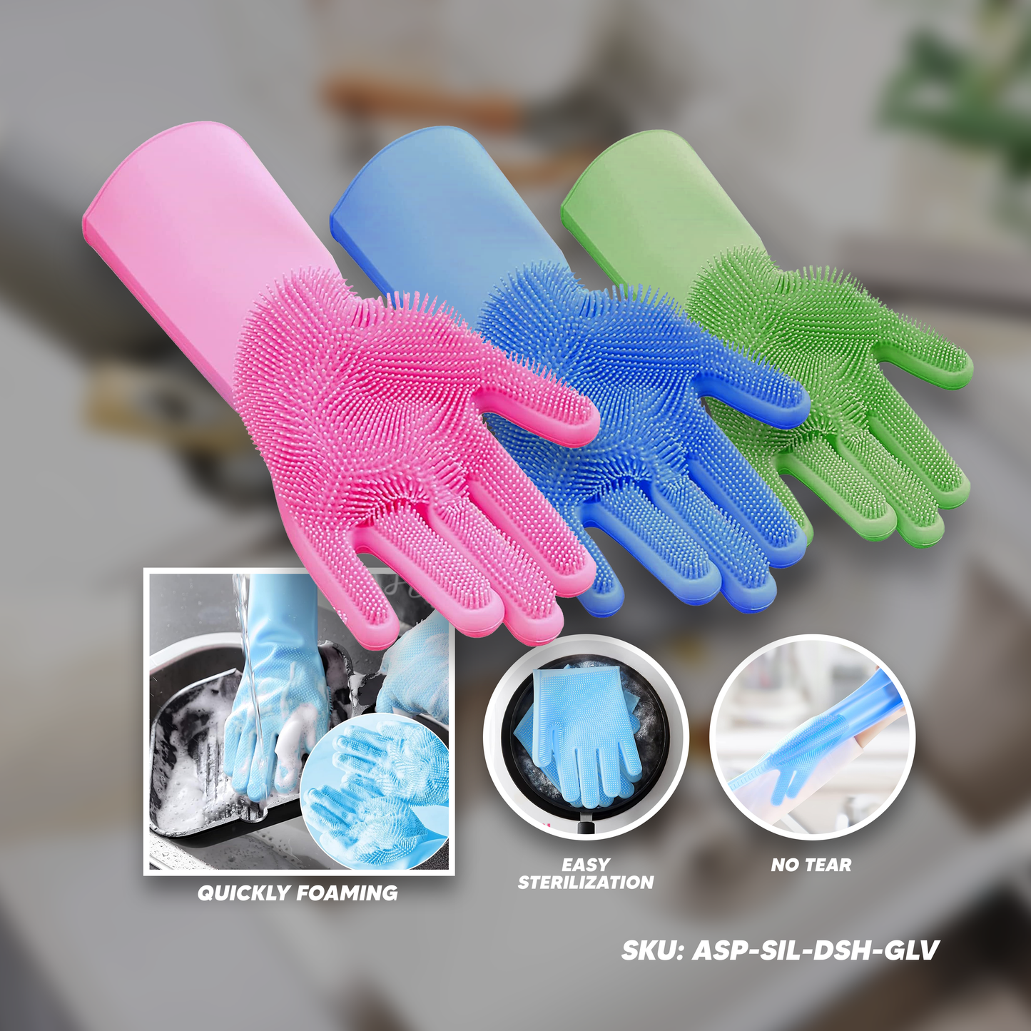 Silicone Scrubber Dishwashing Gloves