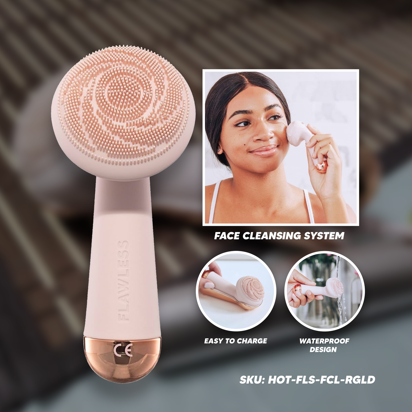 Authentic Flawless Finishing Touch Cleanse Silicone Hydro-Vibrating Face Scrub - Factory Pull-out