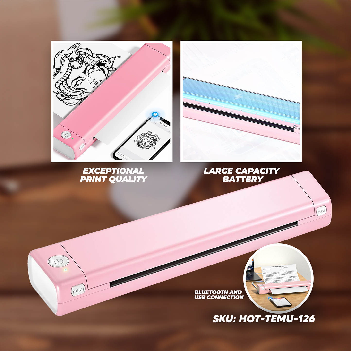 Phomemo Portable Printer Letter - Pink & White