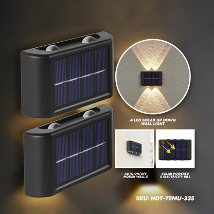 2 Packs of LED Solar Wall Lamp - 4 LED