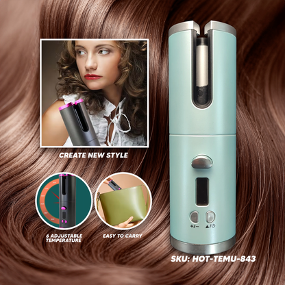 HG-009 Cordless Automatic Curler 34W - Cyan Green