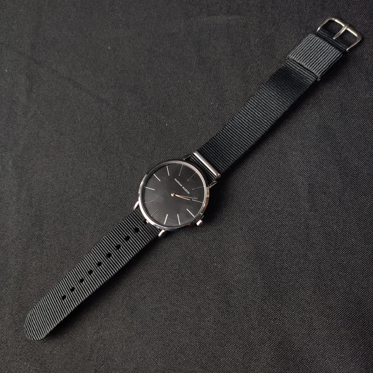 Hannah Martin Canvas Watch W/Box - Black Strap