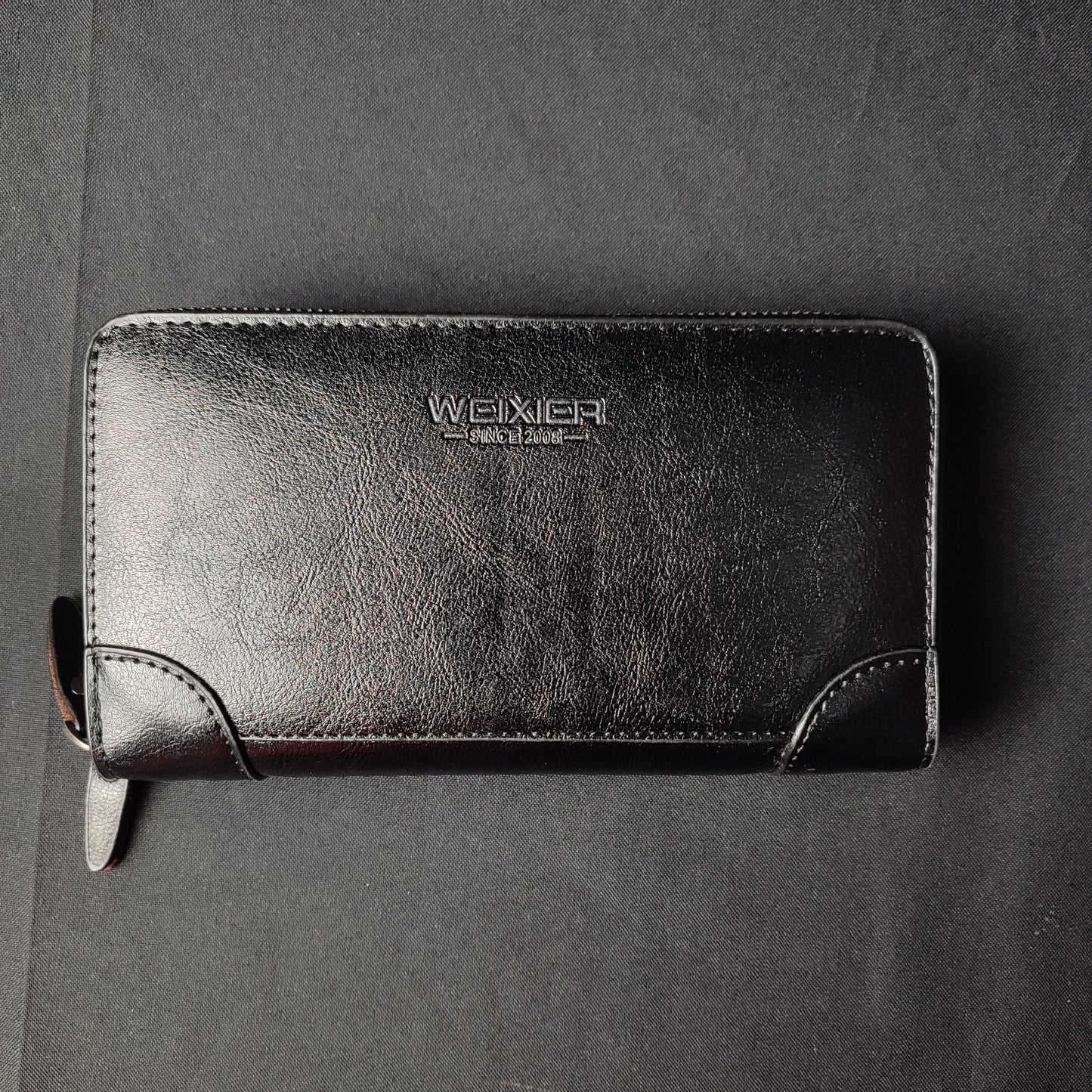 Fashion Men 's Long Wallet PU Leather Zipper Wallet Brown