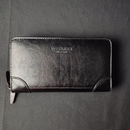Fashion Men 's Long Wallet PU Leather Zipper Wallet Brown