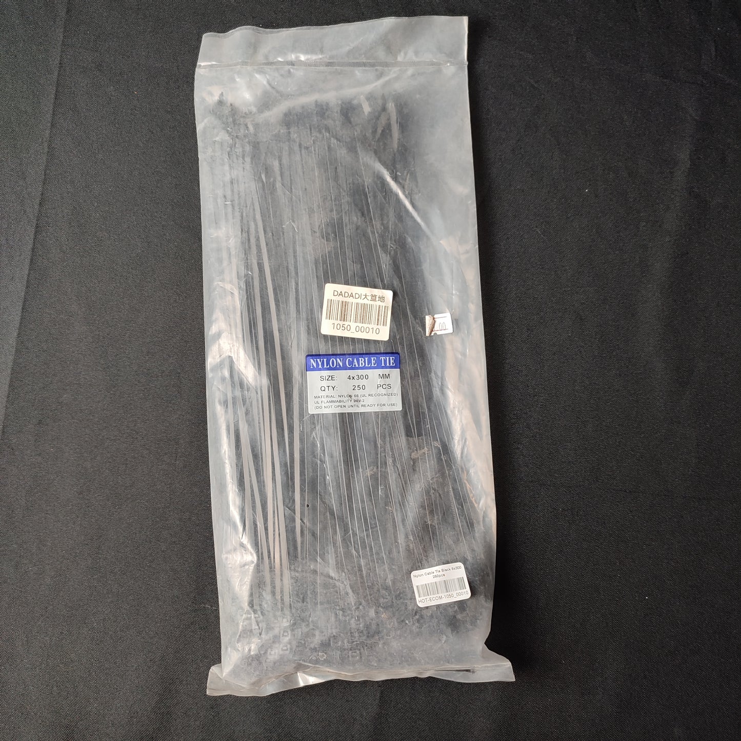 Nylon Cable Tie Black 8x300 250pcs