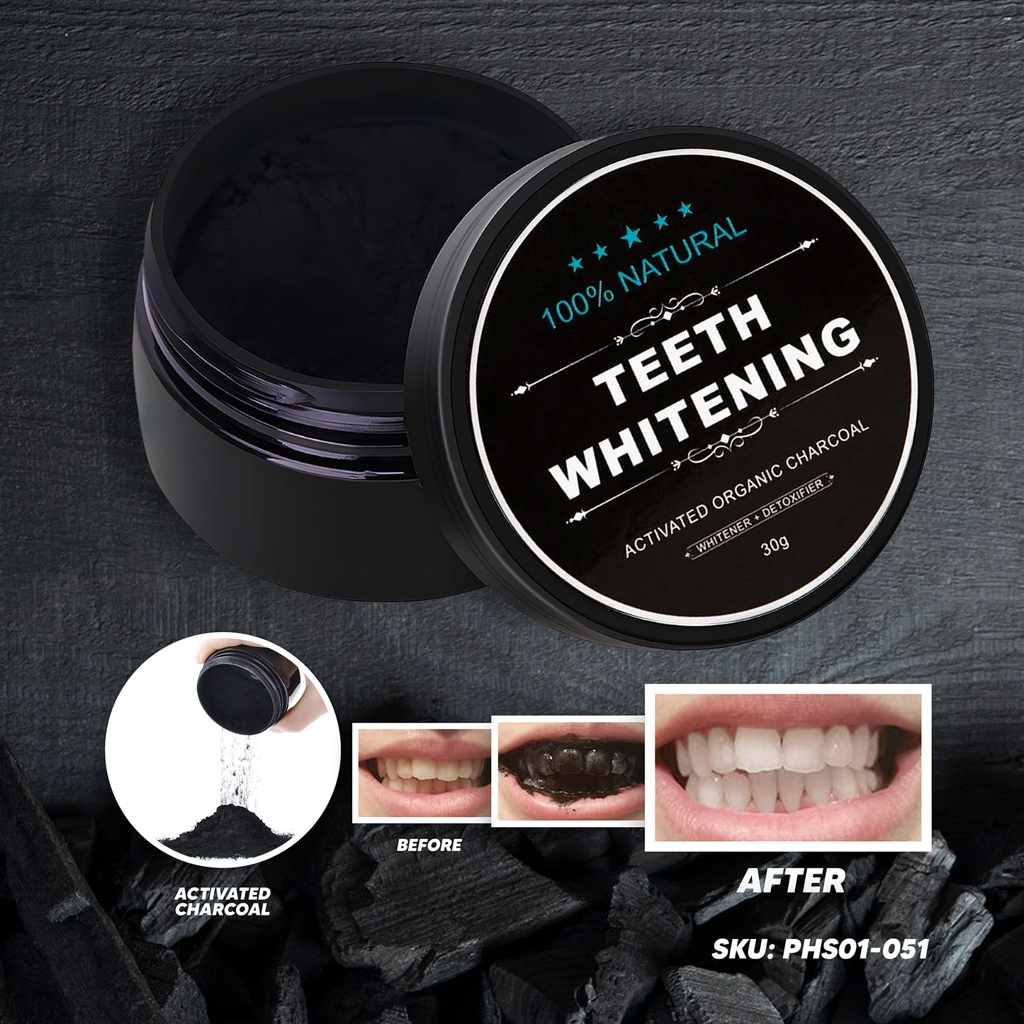 100% Natural Teeth Whitening - 30g