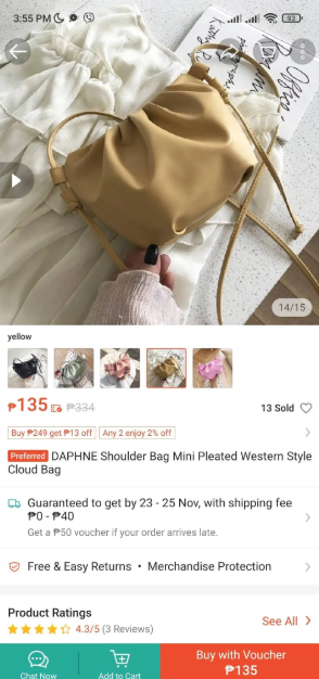 (DEXNJB)Bighsm COD Single Shoulder Bag For Women Korean Pleated Bag Underarm B