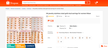 11 Pairs of Mini Crossed Gold Stainless Steel Earrings
