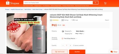 Okanen Deep Sea Mud Brighteninng & Cleansing Body Wash 300ml