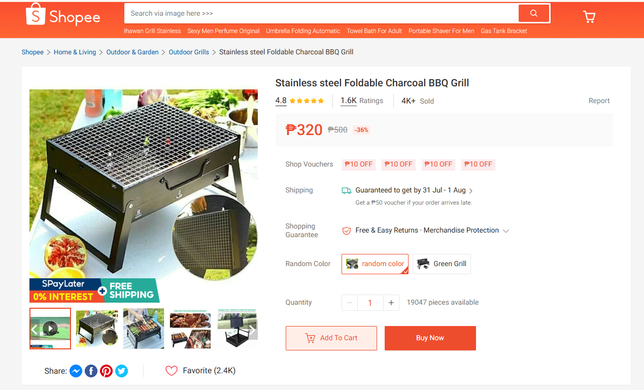 [A1-1480] Portable Barbecue Griller Foldable TL-353