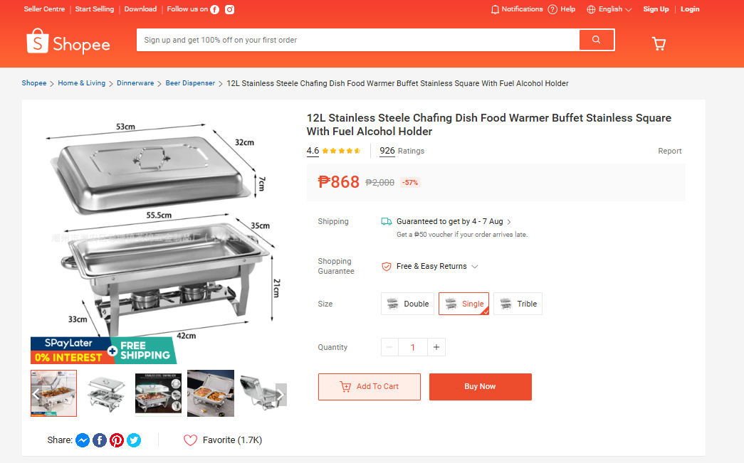 12L Stainless Steel Chafing Dish Buffet Food Warmer