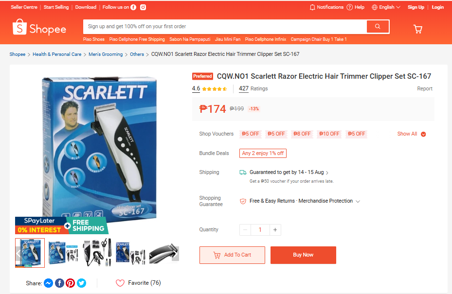 Scarleii Hair Clipper Set Hair Razor SC-167