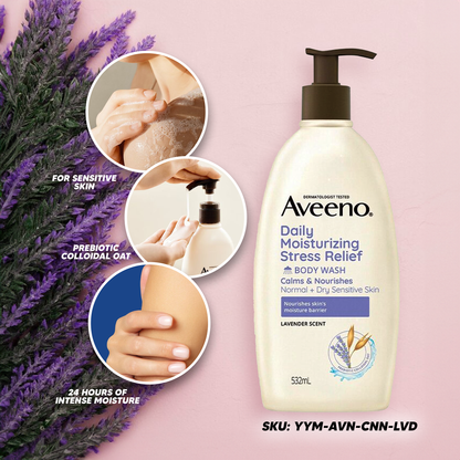 Aveeno Daily Moisturizing Stress Relief Body Wash Calms & Nourishes (Lavender Scent) 532ml