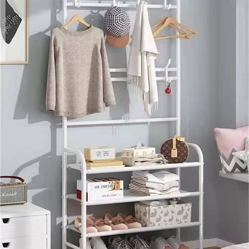 [PO] Multifunctional Shoe Rack Organizer Simple floor coat rack shoe rack integrated household shoe hat