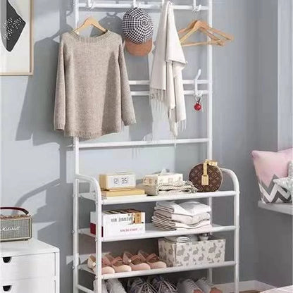 [PO] Multifunctional Shoe Rack Organizer Simple floor coat rack shoe rack integrated household shoe hat