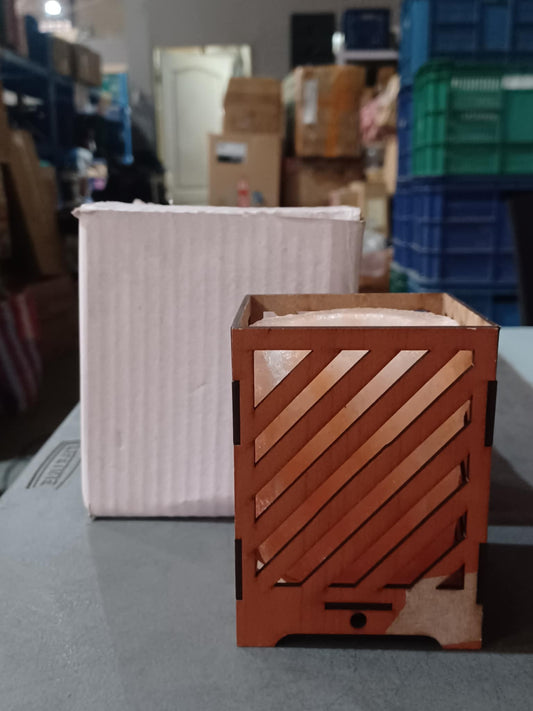 Himalayan Salt Candle Holder (Wooden Basket Design)
