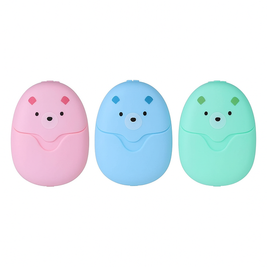 50pcs Disposable Paper Soap Travel Hand Soap with Bear Case