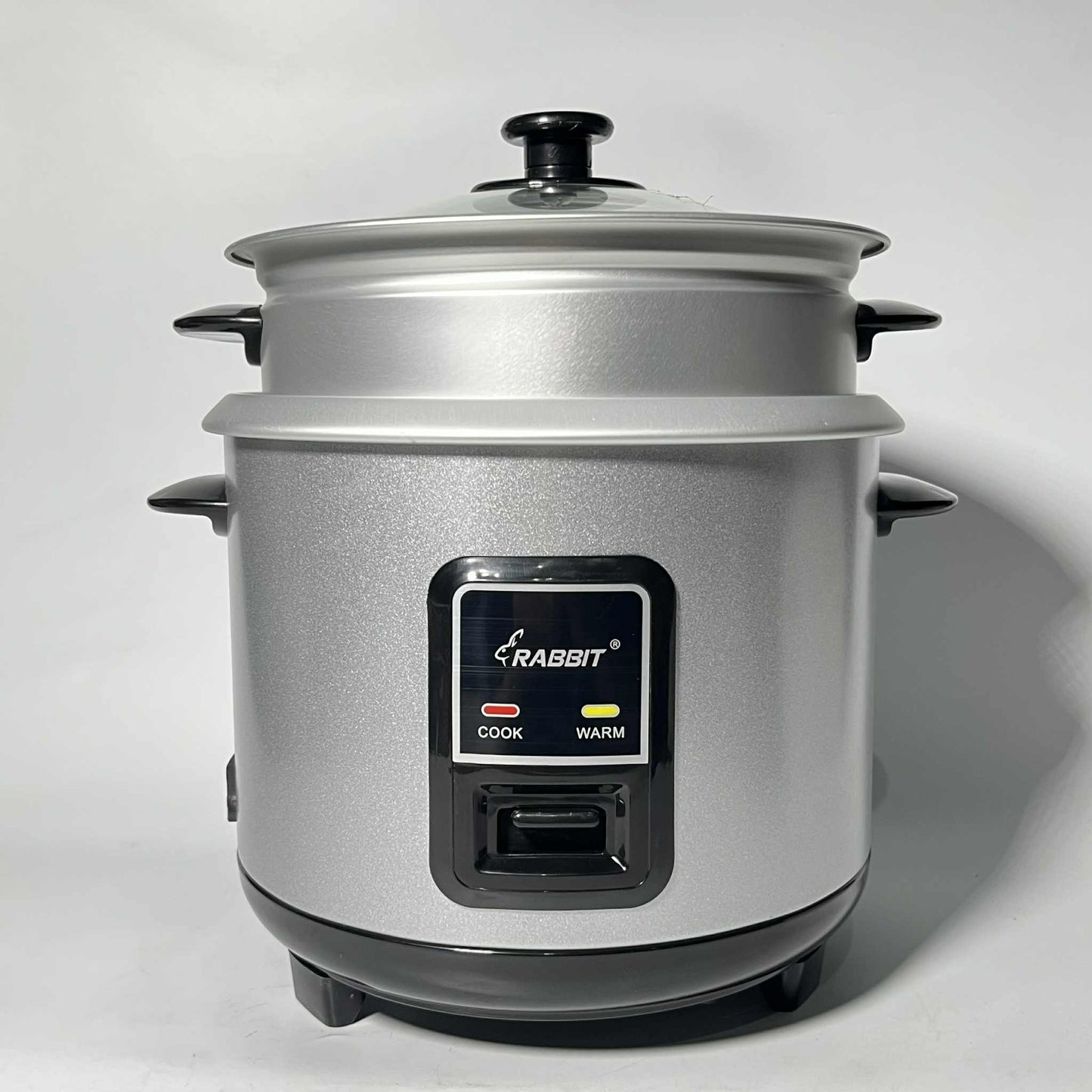 Rabbit Rice Cooker 1.5 liters Silver body Glass Lid w/ Steamer RRC 1.5L G