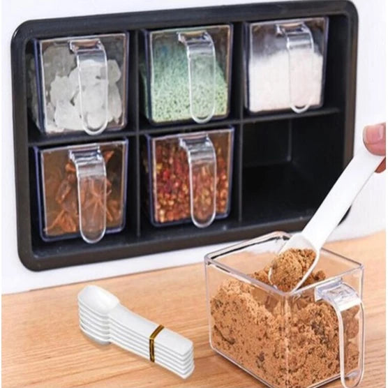 Multifuntional Kitchen Rack Six Grid Condiments Seasoning Storage Organizer