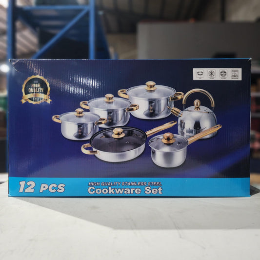 [A1-1210] QH015 12pcs High Quality Staineless Steel Cookware Set