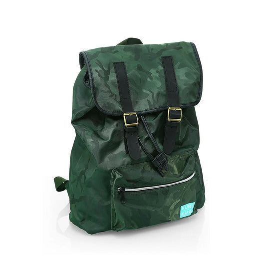 Kuru Kuru Throb Backpack Bag Camo Green Twill Material