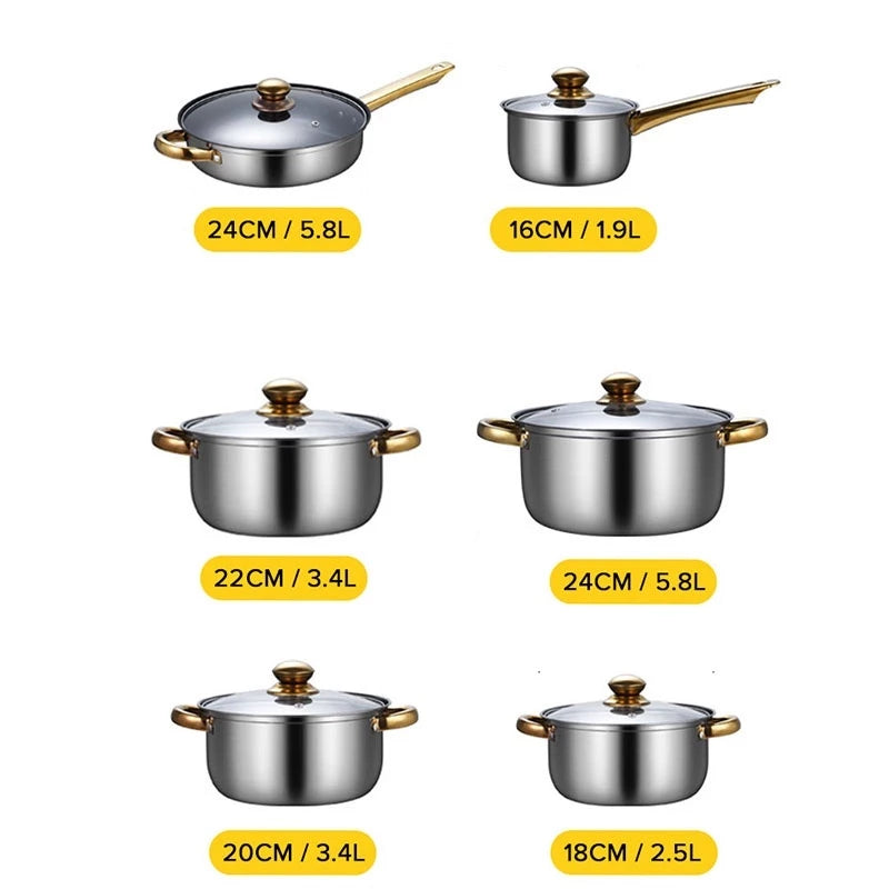 [A1-1210] QH015 12pcs High Quality Staineless Steel Cookware Set
