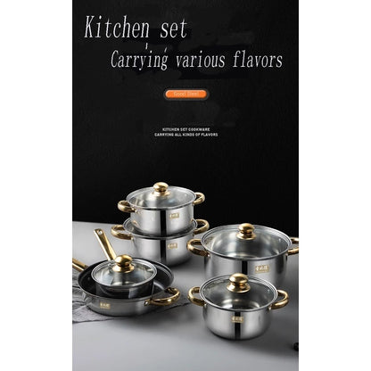 [A1-1210] QH015 12pcs High Quality Staineless Steel Cookware Set
