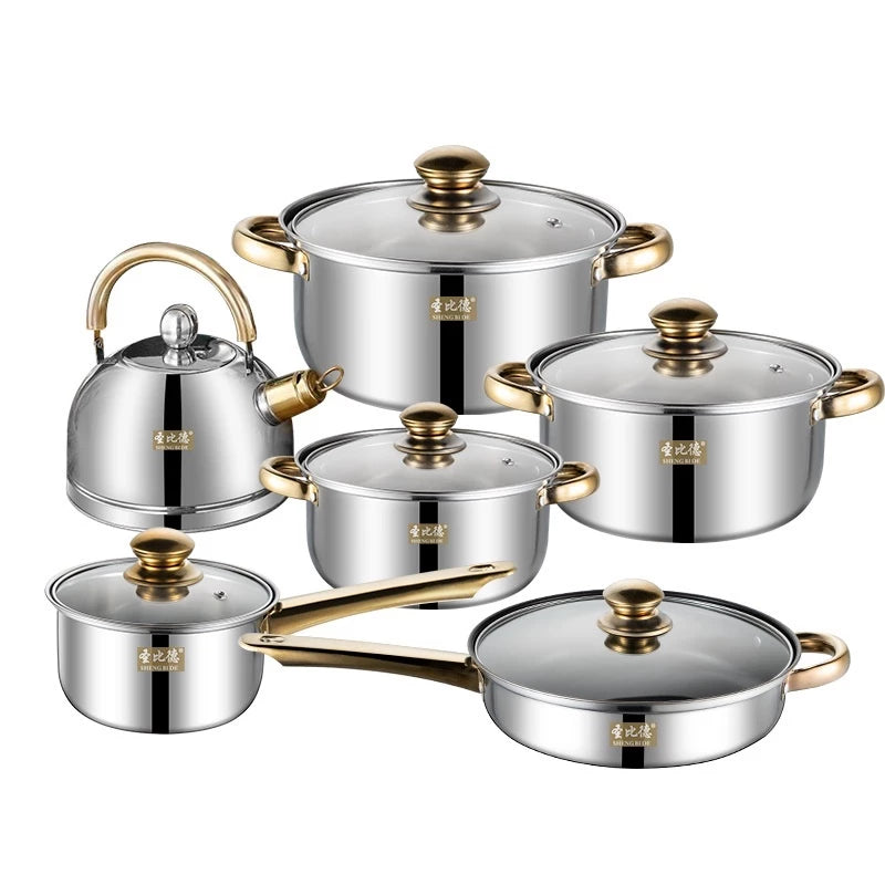 [A1-1210] QH015 12pcs High Quality Staineless Steel Cookware Set