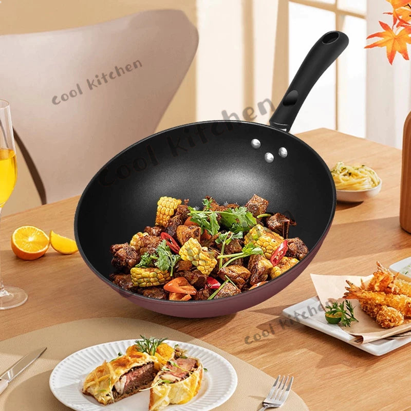 [A1-482] 32 CM Non-Stick Diamond Wok Frying Pan