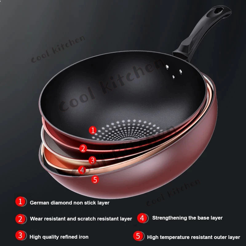 [A1-482] 32 CM Non-Stick Diamond Wok Frying Pan