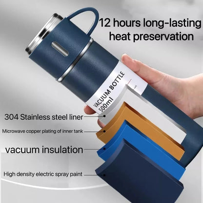 [A1-530] Vacuum Flask Set with 2 Cups - Stainless Steel Thermos Flask 500ml