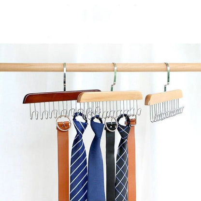 8 Hooks Non-slip Wooden Hanger Space Saver