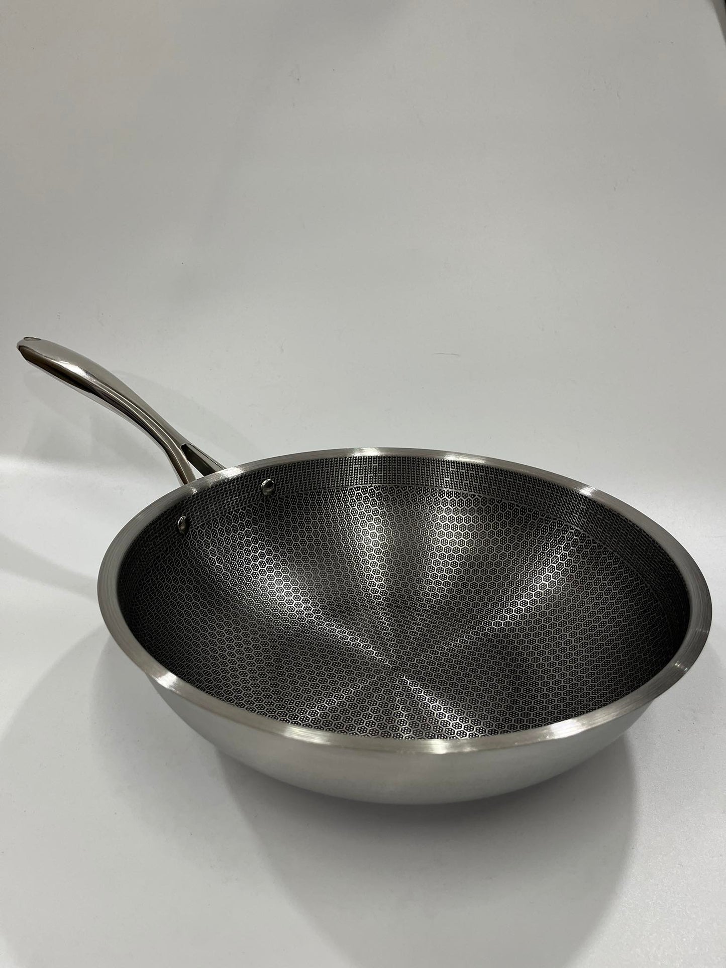 [A1-183] 32cm Non-stick  Honey Comb Stainless Steel Wok