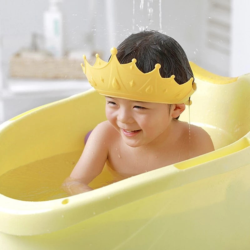 Crowned Design Adjustable Baby Shower Shampoo Cap