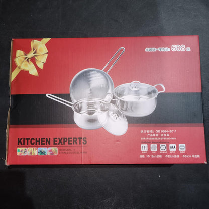 [ZH796] Kitchen Experts 3 pcs Stainless Steel Caserole Set