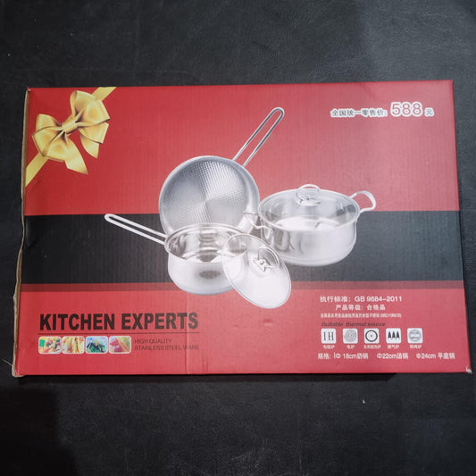 [ZH796] Kitchen Experts 3 pcs Stainless Steel Caserole Set